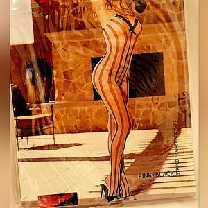 Shirley of Hollywood 💋HOT💋 Striped Fishnet Bodysuit